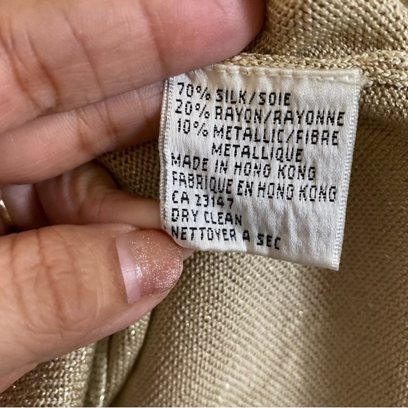 Vintage Talbots Silk blend Metallic Gold Mock-neck Sweater Petite size medium - Picture 5 of 7